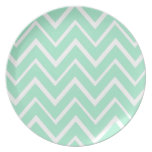Mint green whimsical zigzag chevron pattern party plates