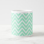 Mint green whimsical zigzag chevron pattern extra large mugs