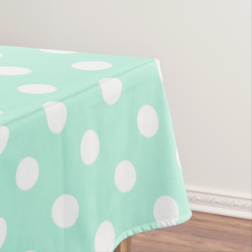 mint green white polka dot picnic tablecloth Zazzle