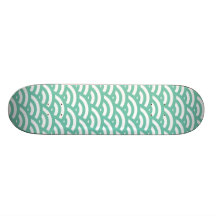 Mint Green White Scale Pattern Skate Board Decks