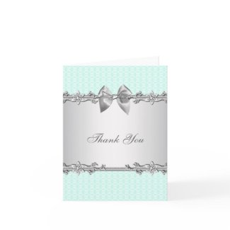 Mint Green White Thank You Card