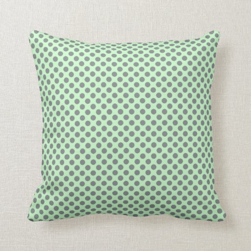 Mint Green With Grey Polka Dots Throw Pillows Zazzle