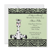 Mint Green Zebra Baby Shower Invitation by celebrateitinvites Mint Green Zebra Baby Shower Invitation