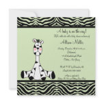 Mint Green Zebra Baby Shower Invitation