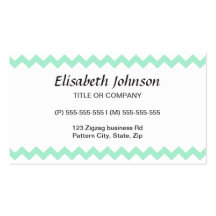 Mint green zig zags zigzag chevron pattern business card templates