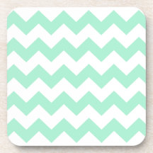 Mint green zig zags zigzag chevron pattern drink coaster