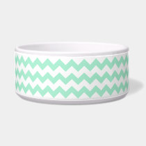 Mint green zig zags zigzag chevron pattern pet water bowl