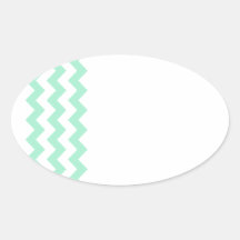 Mint green zig zags zigzag chevron pattern oval stickers