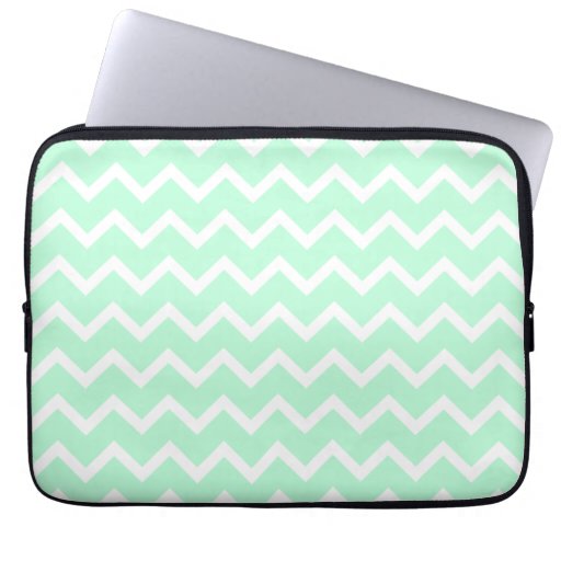 Mint Green Zigzag Chevron Stripes. Laptop Computer Sleeve Zazzle
