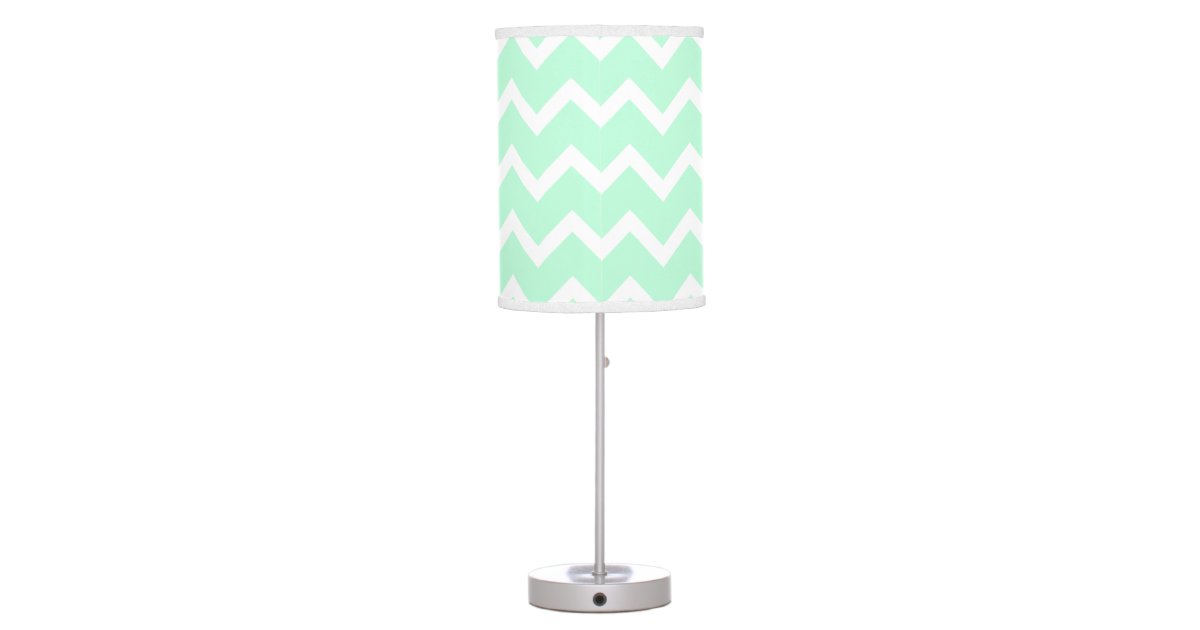 Mint Green Zigzag Chevron Stripes. Table Lamp | Zazzle