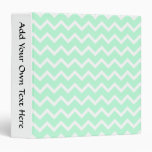 Mint Green Zigzag Stripes. 3 Ring Binder