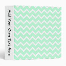Mint Green Zigzag Stripes. 3 Ring Binder