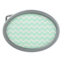 Mint Green Zigzag Stripes. Belt Buckles