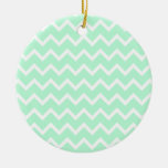 Mint Green Zigzag Stripes. Christmas Ornament