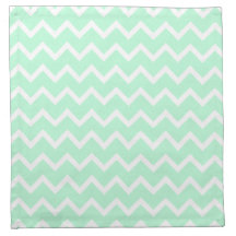 Mint Green Zigzag Stripes. Cloth Napkin