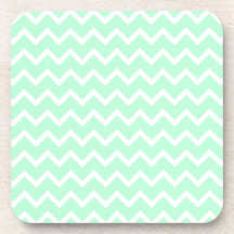 Mint Green Zigzag Stripes. Coasters