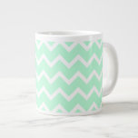 Mint Green Zigzag Stripes. Extra Large Mugs
