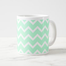 Mint Green Zigzag Stripes. Extra Large Mugs