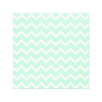 Mint Green Zigzag Stripes. Gallery Wrapped Canvas