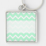 Mint Green Zigzag Stripes. Key Chain