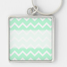 Mint Green Zigzag Stripes. Key Chain
