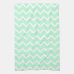 Mint Green Zigzag Stripes. Kitchen Towel