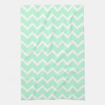 Mint Green Zigzag Stripes. Kitchen Towel
