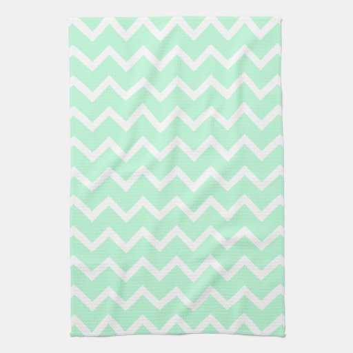 Mint Green Zigzag Chevron Stripes. Kitchen Towel Zazzle