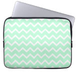Mint Green Zigzag Stripes. Laptop Sleeve