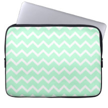 Mint Green Zigzag Stripes. Laptop Sleeve