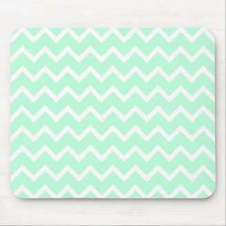 Mint Green Zigzag Stripes. Mouse Pads