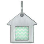 Mint Green Zigzag Stripes. Pet ID Tags