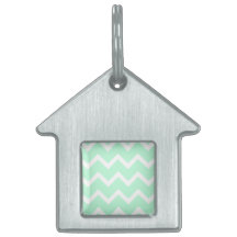Mint Green Zigzag Stripes. Pet ID Tags