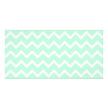 Mint Green Zigzag Stripes. Photo Cards