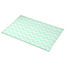 Mint Green Zigzag Stripes. Place Mats