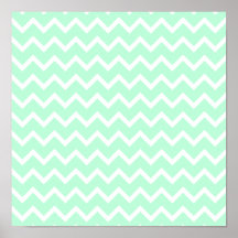 Mint Green Zigzag Stripes. Poster