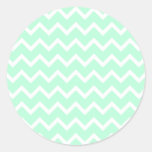 Mint Green Zigzag Stripes. Round Sticker