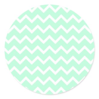 Mint Green Zigzag Stripes. Round Sticker