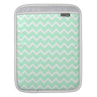 Mint Green Zigzag Stripes. Sleeve For iPads