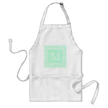 Mint Green Zigzag with Custom Monogram. Aprons