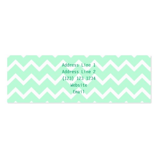 Mint Green Zigzag with Custom Monogram. Business Card Template (back side)