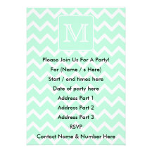 Mint Green Zigzag with Custom Monogram. Announcements