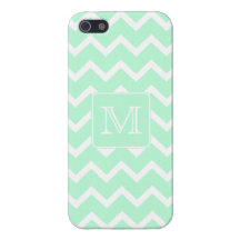 Mint Green Zigzag with Custom Monogram. Case For iPhone 5