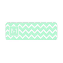 Mint Green Zigzag with Custom Monogram. Custom Return Address Labels