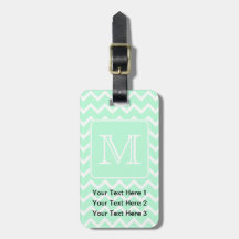 Mint Green Zigzag with Custom Monogram. Tag For Luggage