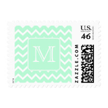 Mint Green Zigzag with Custom Monogram. Stamps