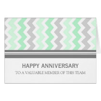 Mint Grey Chevron Employee Anniversary Card