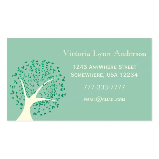 Mint Heart Tree Business Card (front side)