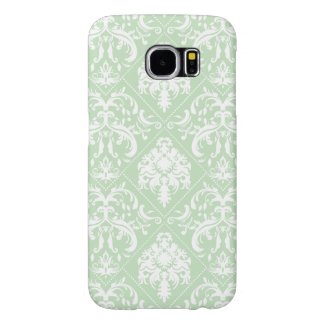 Mint Ice Cream Green and white vintage damask Samsung Galaxy S6 Cases