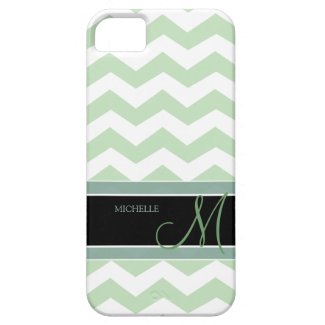 Mint Ice Cream Green Zig Zag Pattern with monogram iPhone 5 Covers